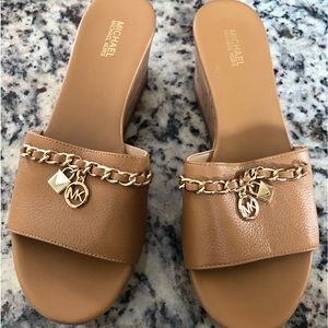 Michael Kors Elsa Leather and Cork Wedge Sandals -Size 7M- Brand New!!  Cute!!!!